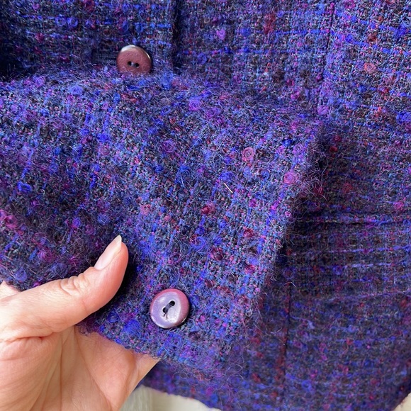 Talbots Purple Tweed Fuzzy Knobby Blazer. Wool/Mohair. Sz 10 - Picture 5 of 8